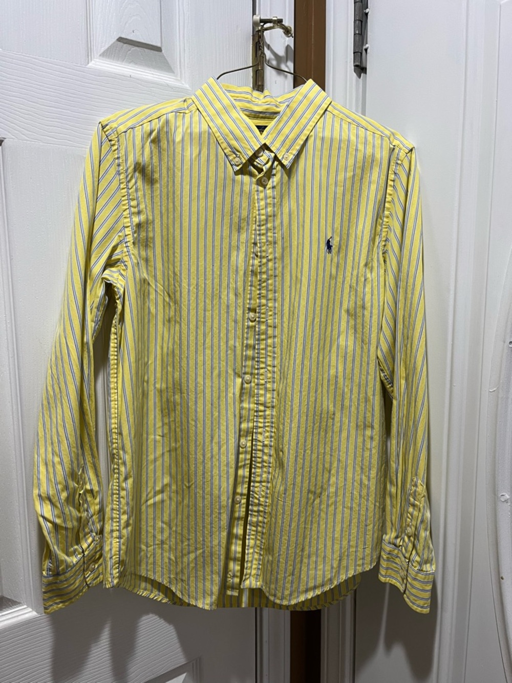 Ralph Lauren Yellow and Blue Striped Button-Down Dress Shirt